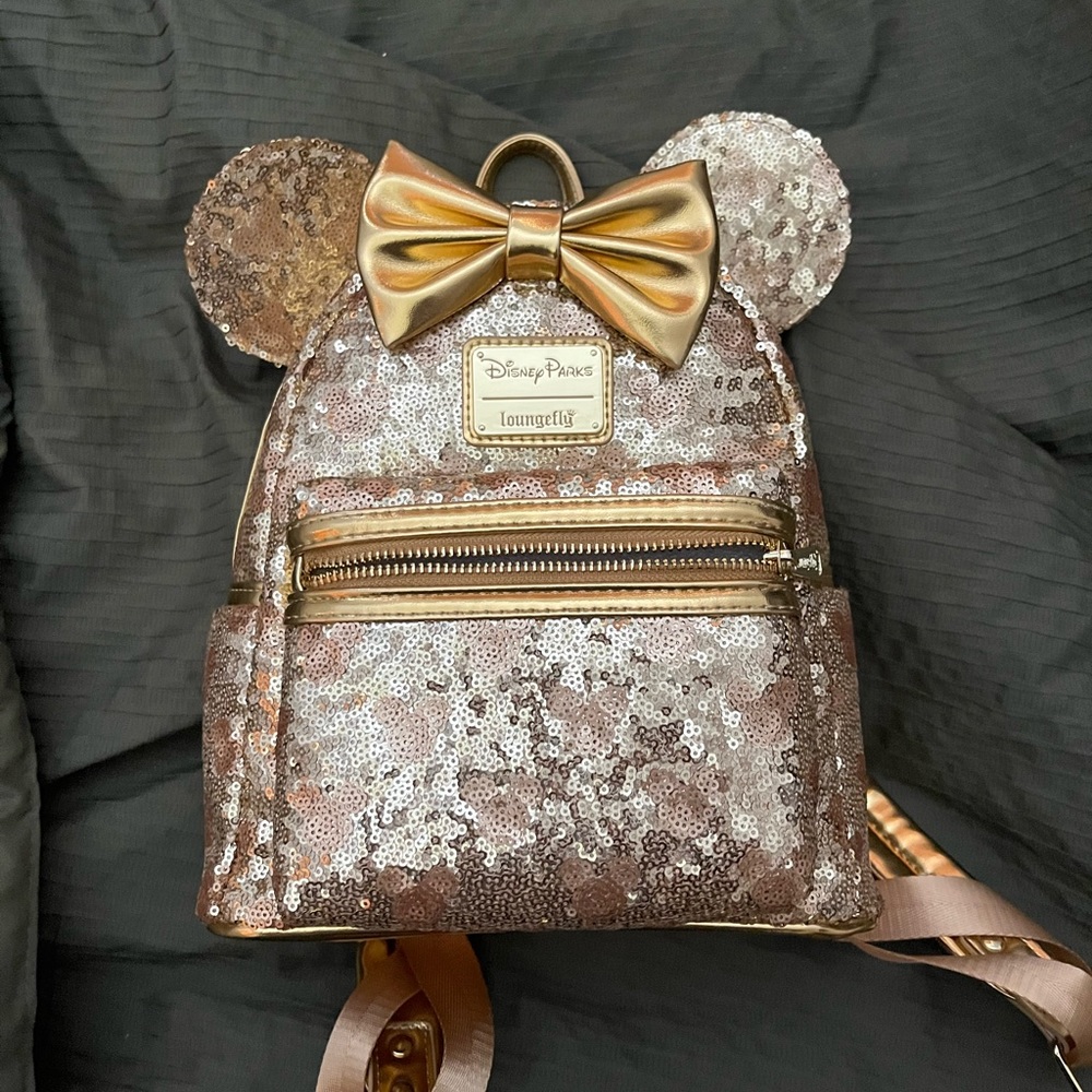 Loungefly Gold Mickey Mouse Backpack with Iconic Ears